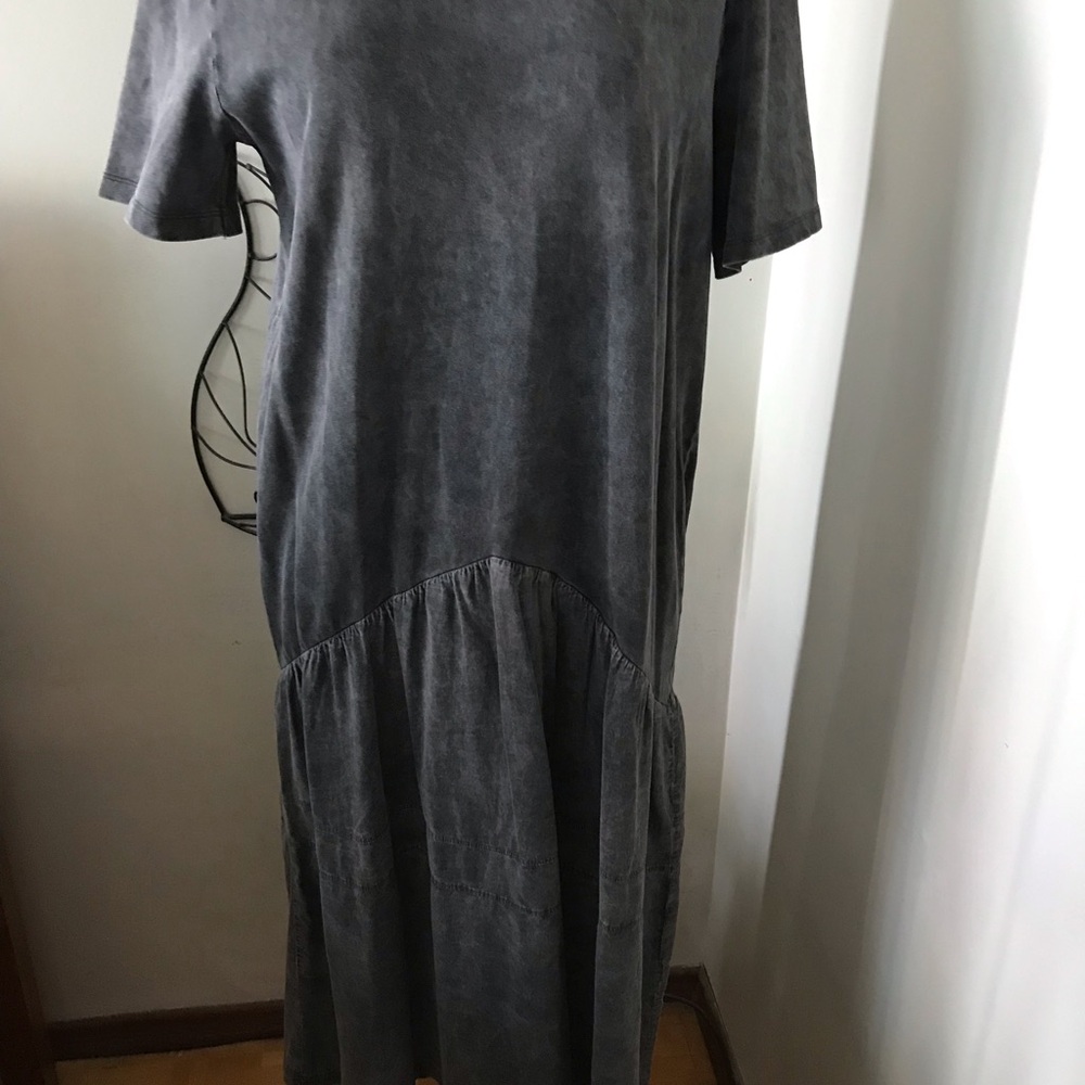 Washed Gray Short Sleeve Tiered Dress Zara dress